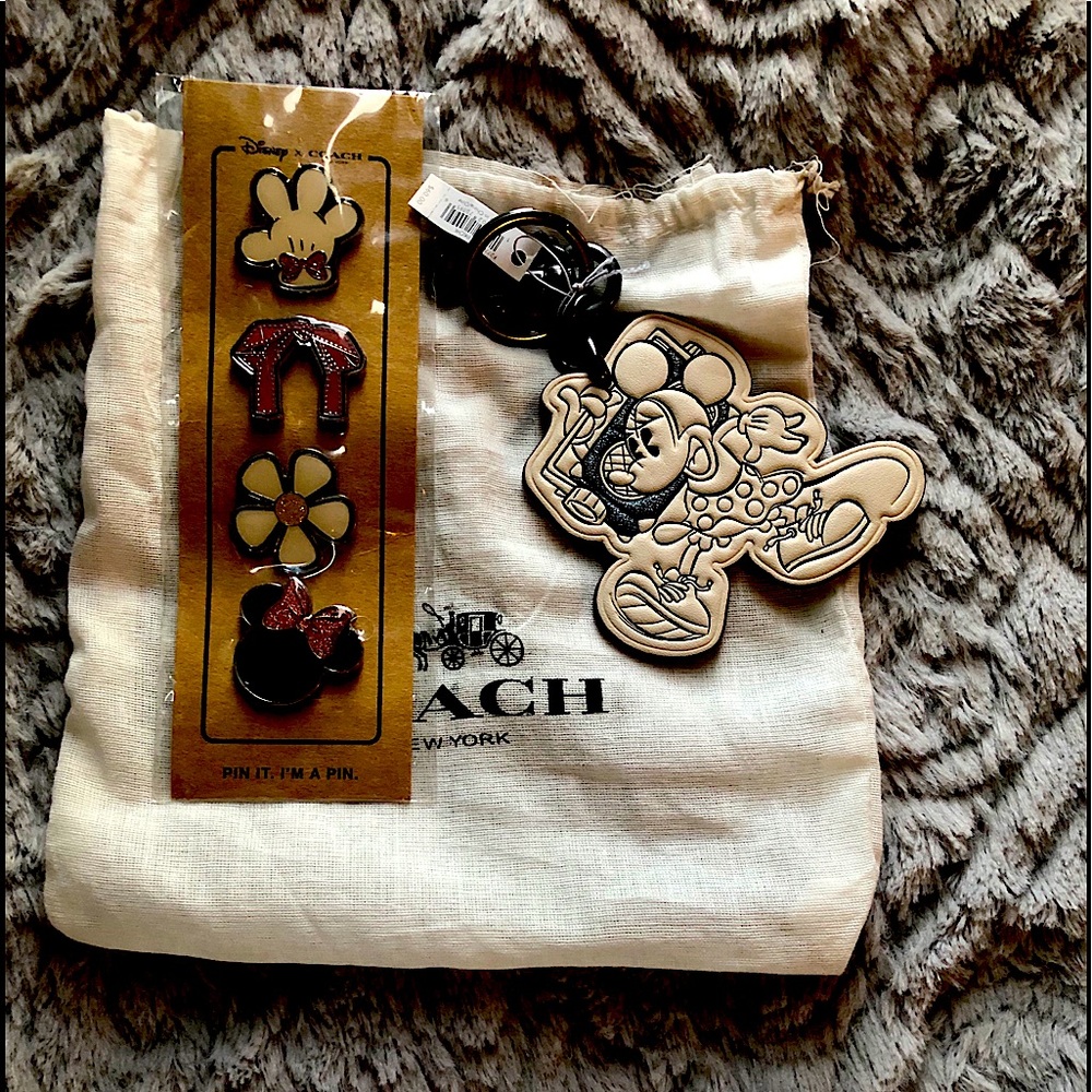Authentic Minnie Mouse Coach purse charm and Pin set